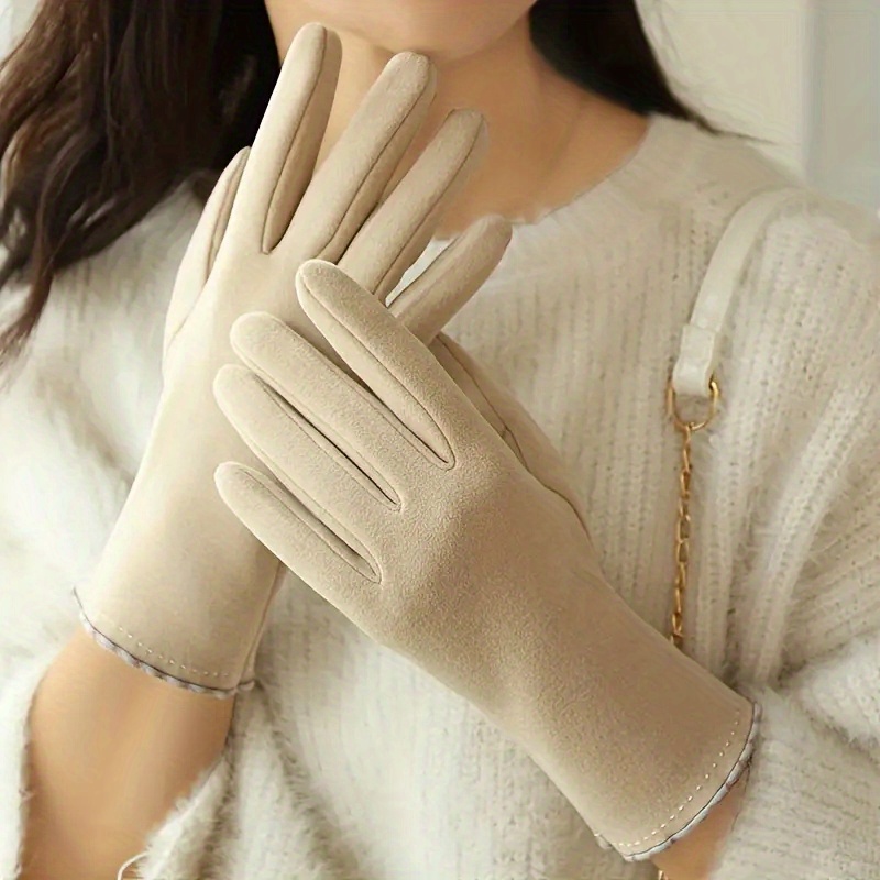 Winter Gloves For Women Fashion Striped Metal Buckle Decoration Finger  Gloves Warm Gloves - Jewelry & Accessories - Temu