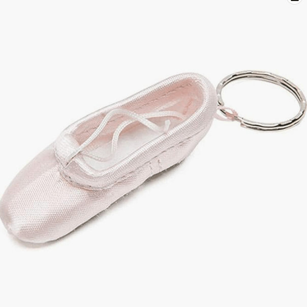 mini ballet shoes keychain cute pointe shoes key chain ring purse bag backpack charm earbud case cover accessories women female gift details 0