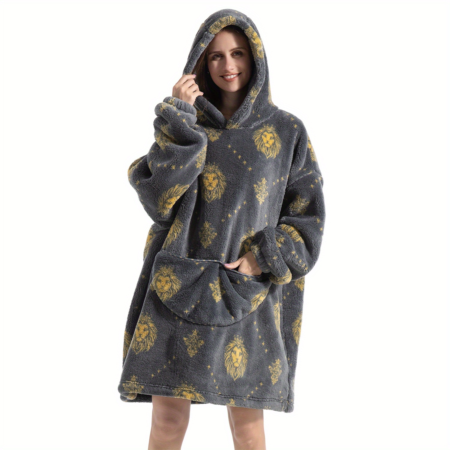 Oversized Blanket Hoodie Sherpa Fleece Hooded Blanket Women - Temu