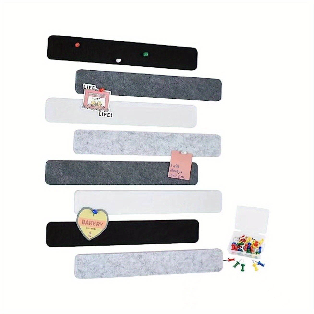 Black White Grey Cork Board Bar Strips With Pushpins Sticky - Temu