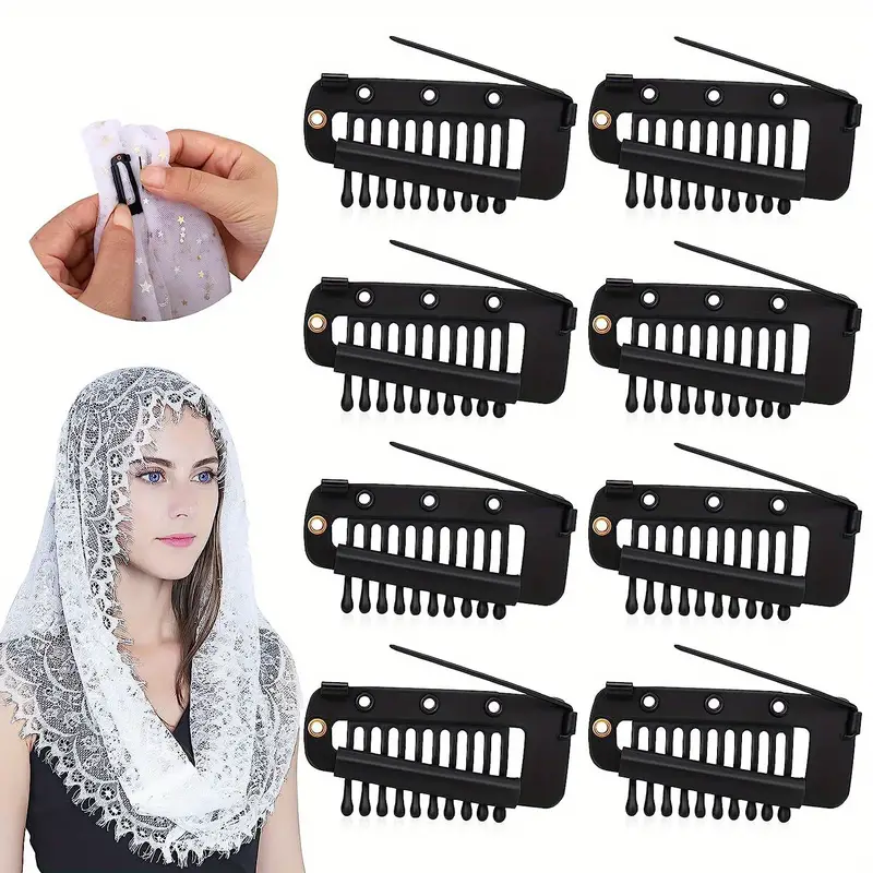 Strong Chunni Clips with Safety Pins, Chunni Clips Comb Wig Clips Dupatta  Clip 10-Teeth Strong Grip Hair Clip Setting Grip Clips - AliExpress