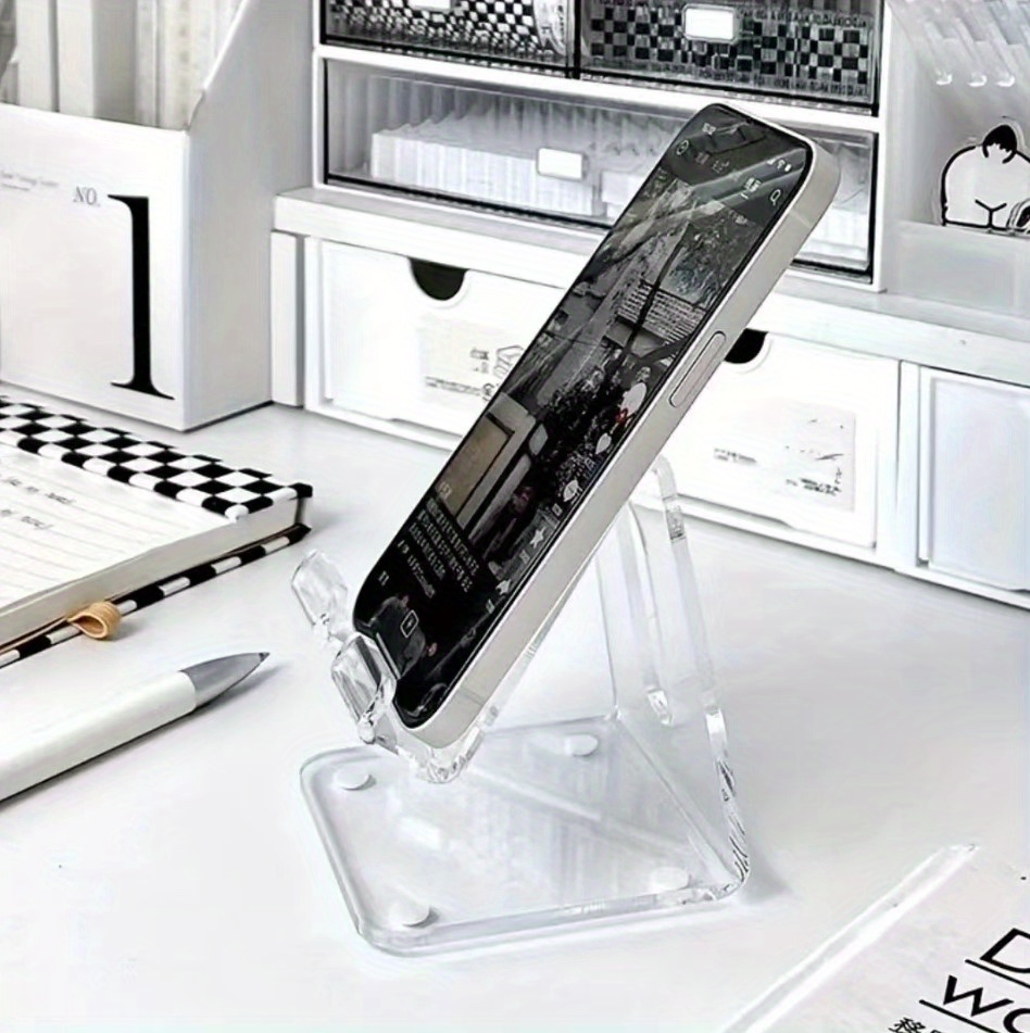 Simple Style Acrylic Transparent Desktop Mobile Tablet Holder, Dormitory Essential Creative Thickened Holder One Piece