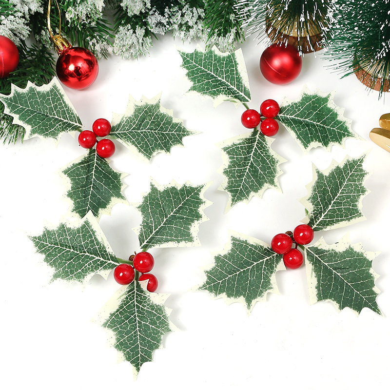 5-100Pcs Artificial Holly Berry Green Leaves Christmas Ornaments Gold Red Holly  Berry Stems Xmas Tree Wreath Gifts Party Decor - AliExpress