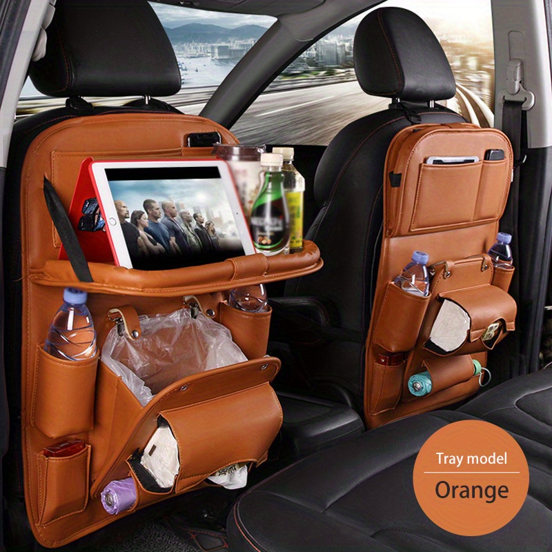 Pu Leather Luxury Car Back Seat Organizer Foldable Table - Temu