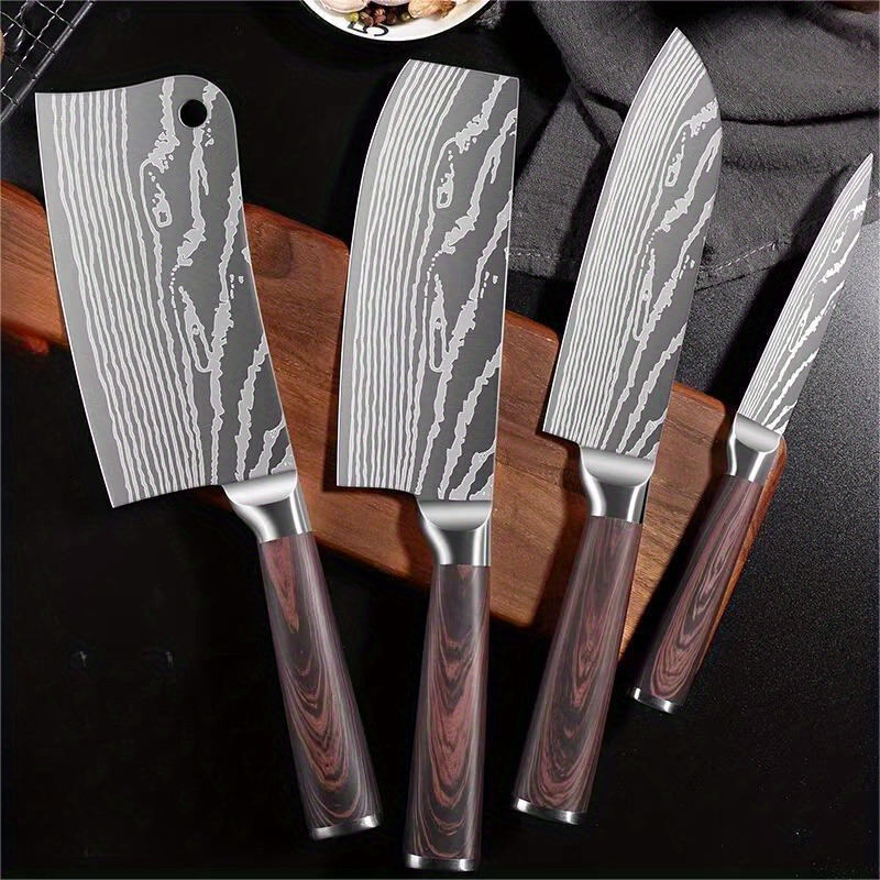 7pcs Knives Set,Damascus Pattern Stainless Steel Kitchen Knife Set, Kitchen  Knife, Chef Knife, Fruit Knife, Safety Universal Knife Holder, Kitchen Stu