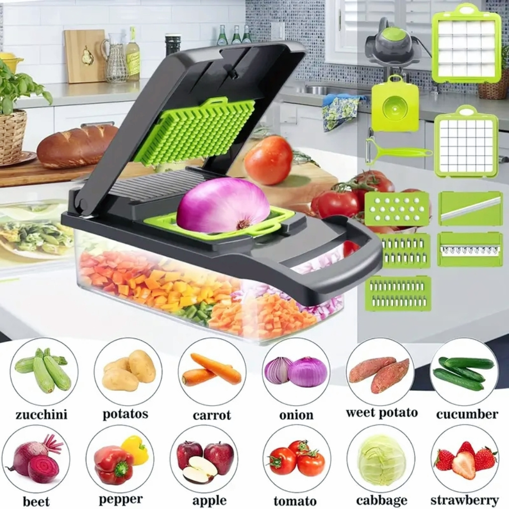 Vegetable Chopper, Pro Onion Chopper, Multifunctional 1 Food Chopper, Kitchen  Vegetable Slicer Dicer Cutter, Veggie Chopper With 8 Blades, Carrot And  Garlic Chopper With Container Kitchen Stuff Kitchen Accessories - Temu