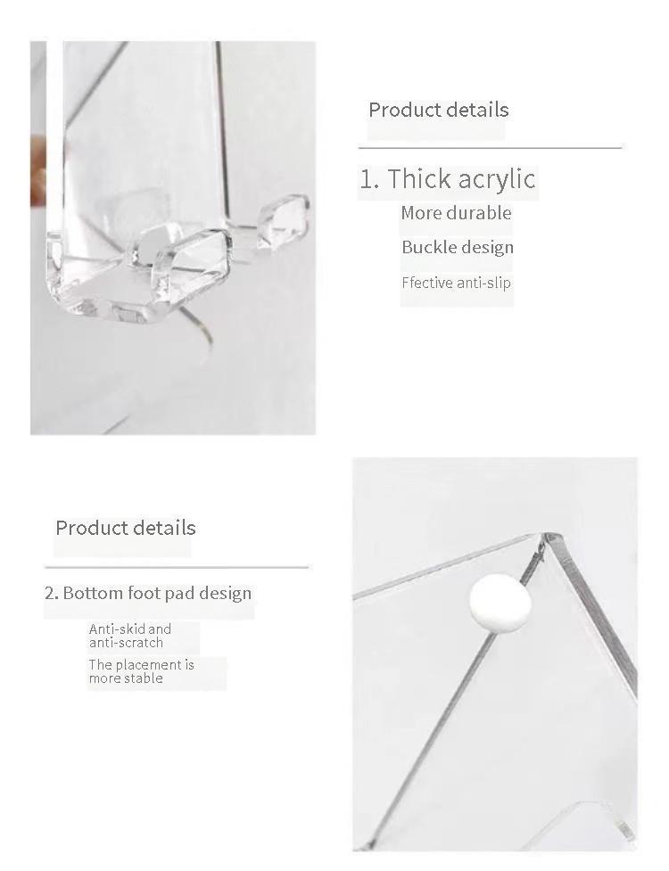 Simple Style Acrylic Transparent Desktop Mobile Tablet Holder, Dormitory Essential Creative Thickened Holder One Piece