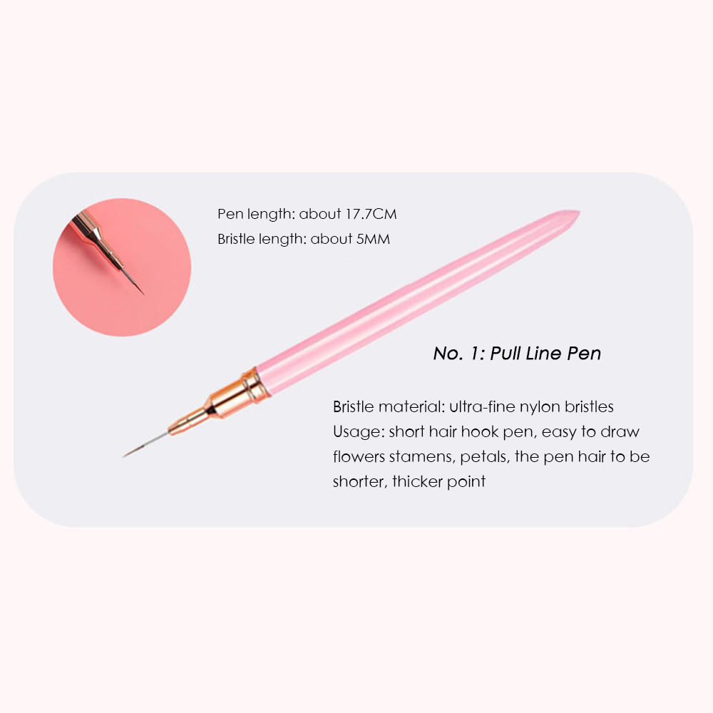 Striping Nail Art Brushes, Yasterd 6pcs Super Fine Striper Brush Set for  Long Lines, Thin Details, Fine Drawing, Delicate Coloring, Elongated Lines,  Pink Metal Handle Nail Brushes for Nail Art Fine Designs-Sizes