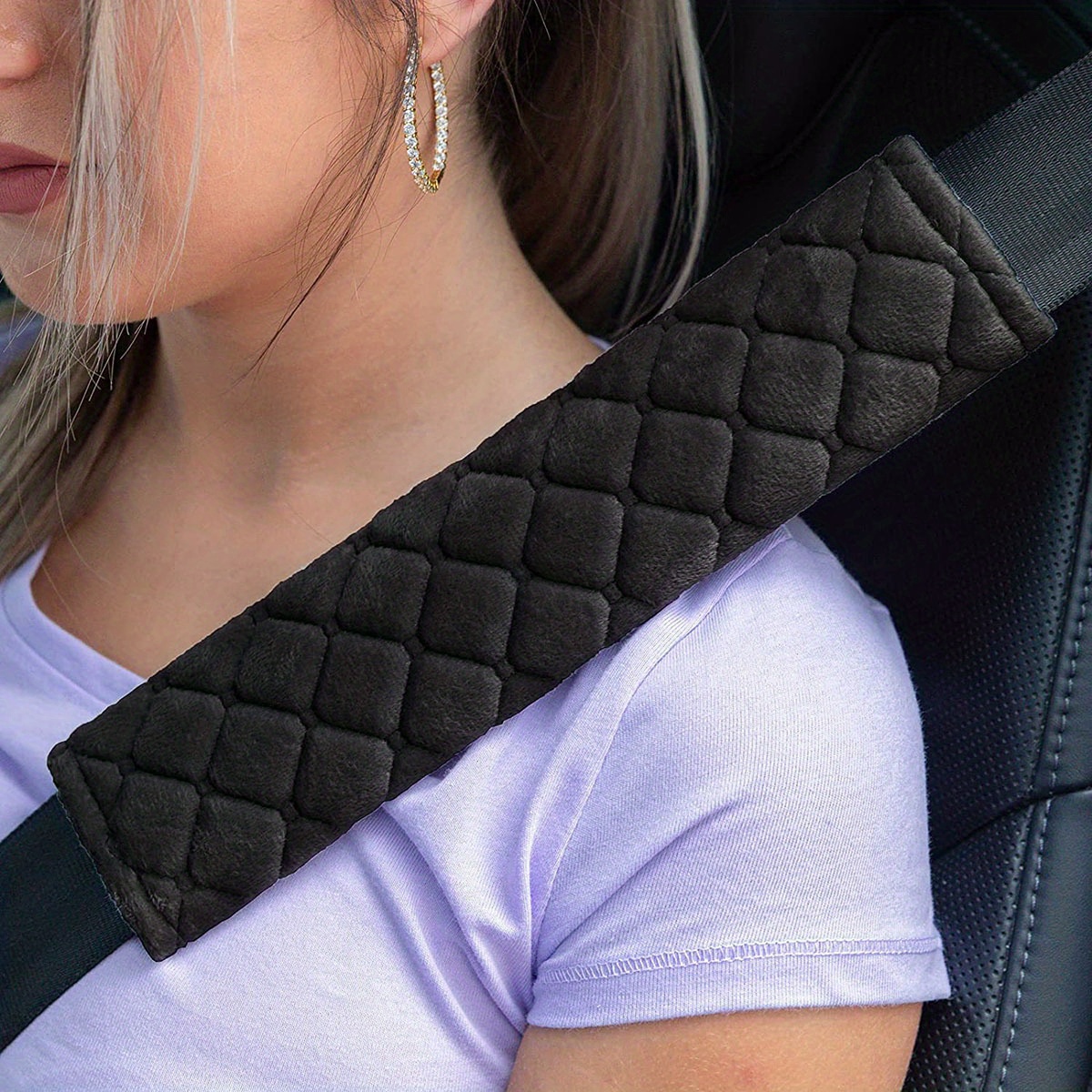 TEMU Travel Accessory: Plush Car Seat Belt Shoulder Pad, Single Piece