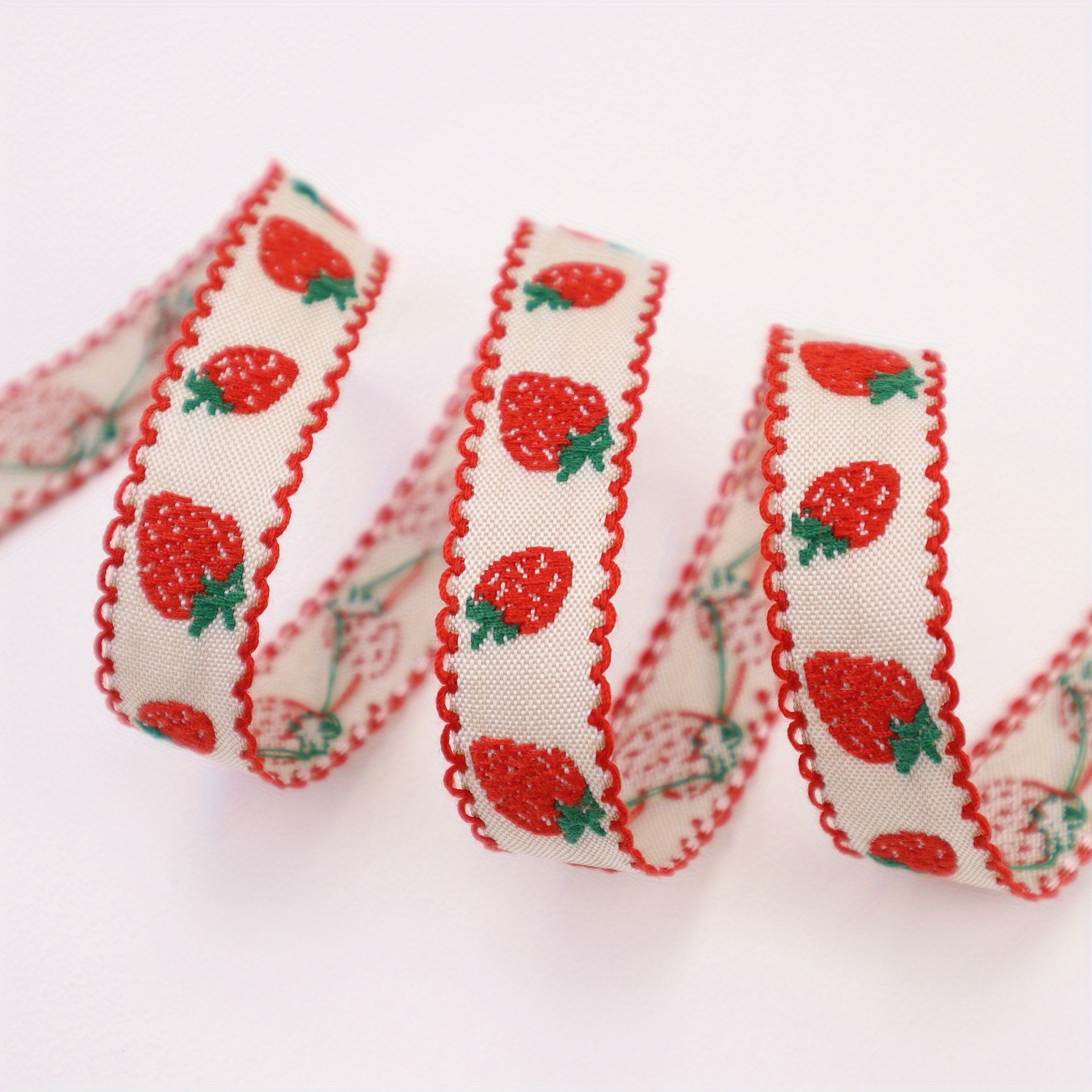 1yard Jacquard Ribbon Trim Strawberry Embroidered Ribbn - Temu