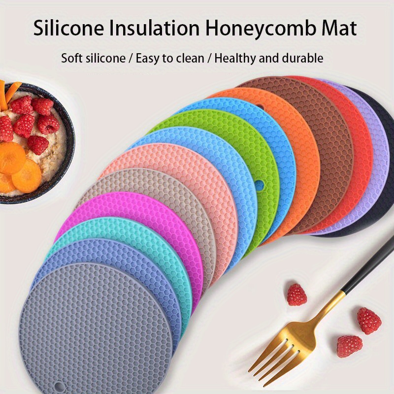 Round Heat Resistant Silicone Mat Drink Cup Coasters Non-slip Pot