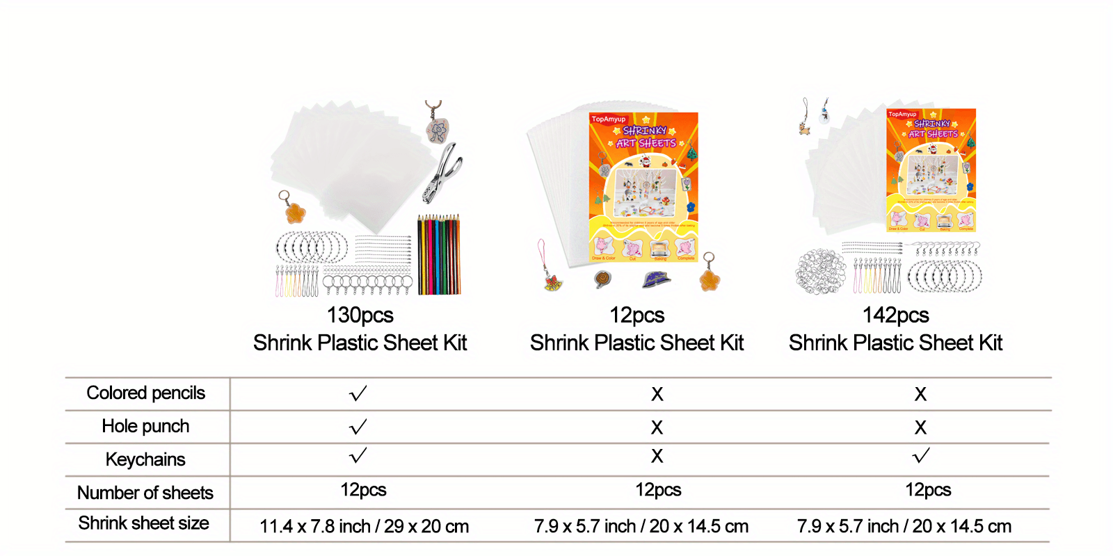 Mocoosy 148 Pcs Heat Shrink Plastic Sheets Kit for Shrinky Dink, Shrinky  Paper Art Films Clear Sanded Shrink Sheets Include Blank Shrink Papers with  Keychain Accessories and for Kids Creative Craft 