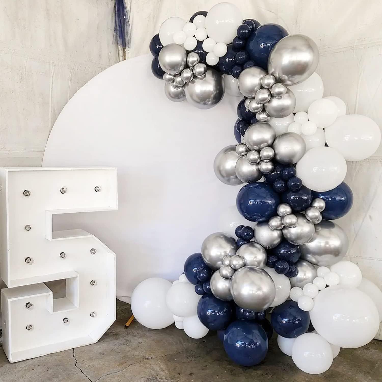 Blue Silver White Balloon Garland Kit, 94 Pack Navy Indonesia