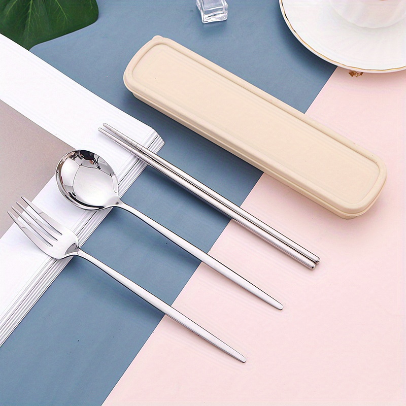 Portable Cutlery Set, Reusable Travel Utensils, Stainless Steel Flatware  Set, Camping Silverware With Case, Tableware, Chopsticks, Spoon, Fork, For Lunch  Box Workplace Camping School Picnic - Temu