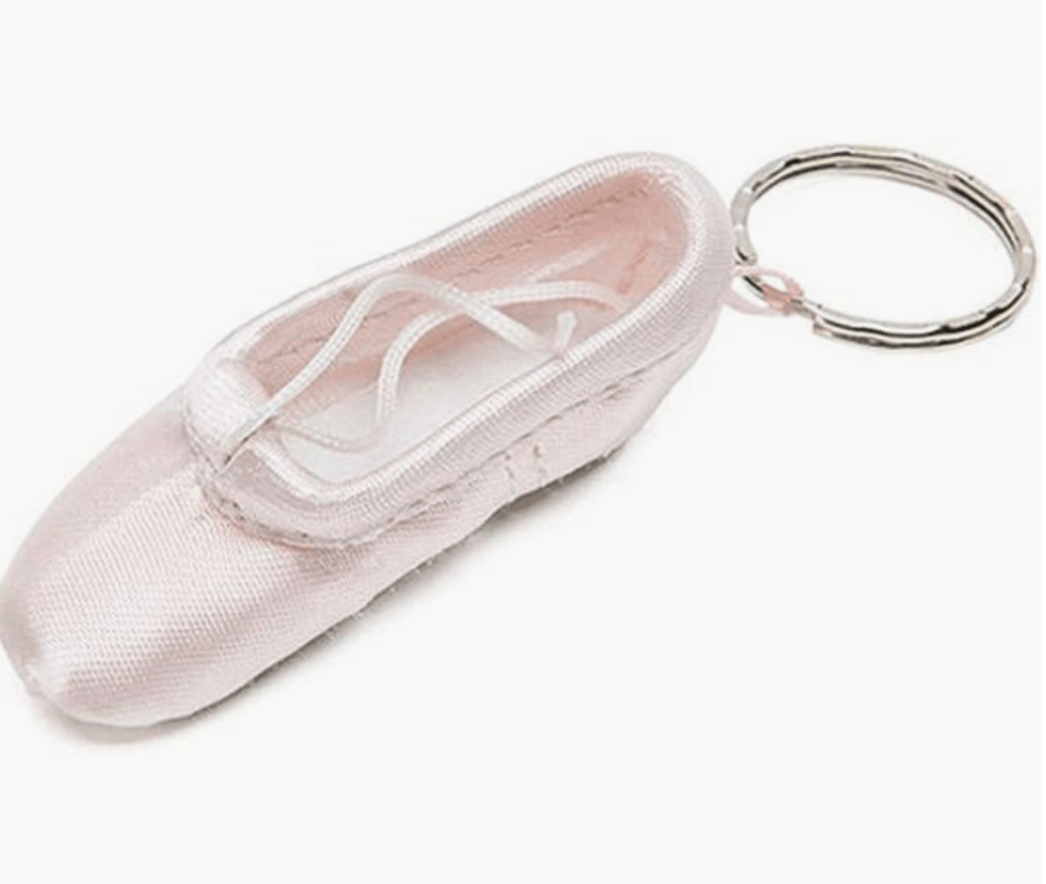 mini ballet shoes keychain cute pointe shoes key chain ring purse bag backpack charm earbud case cover accessories women female gift details 1