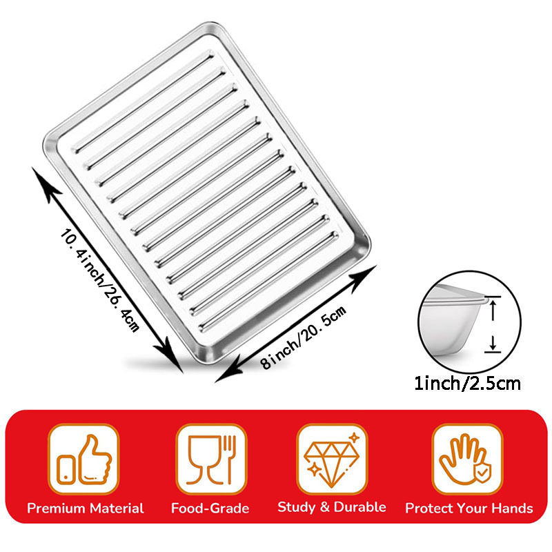 Stainless Steel Baking Tray Rectangular Grill Cookie Baking Pan