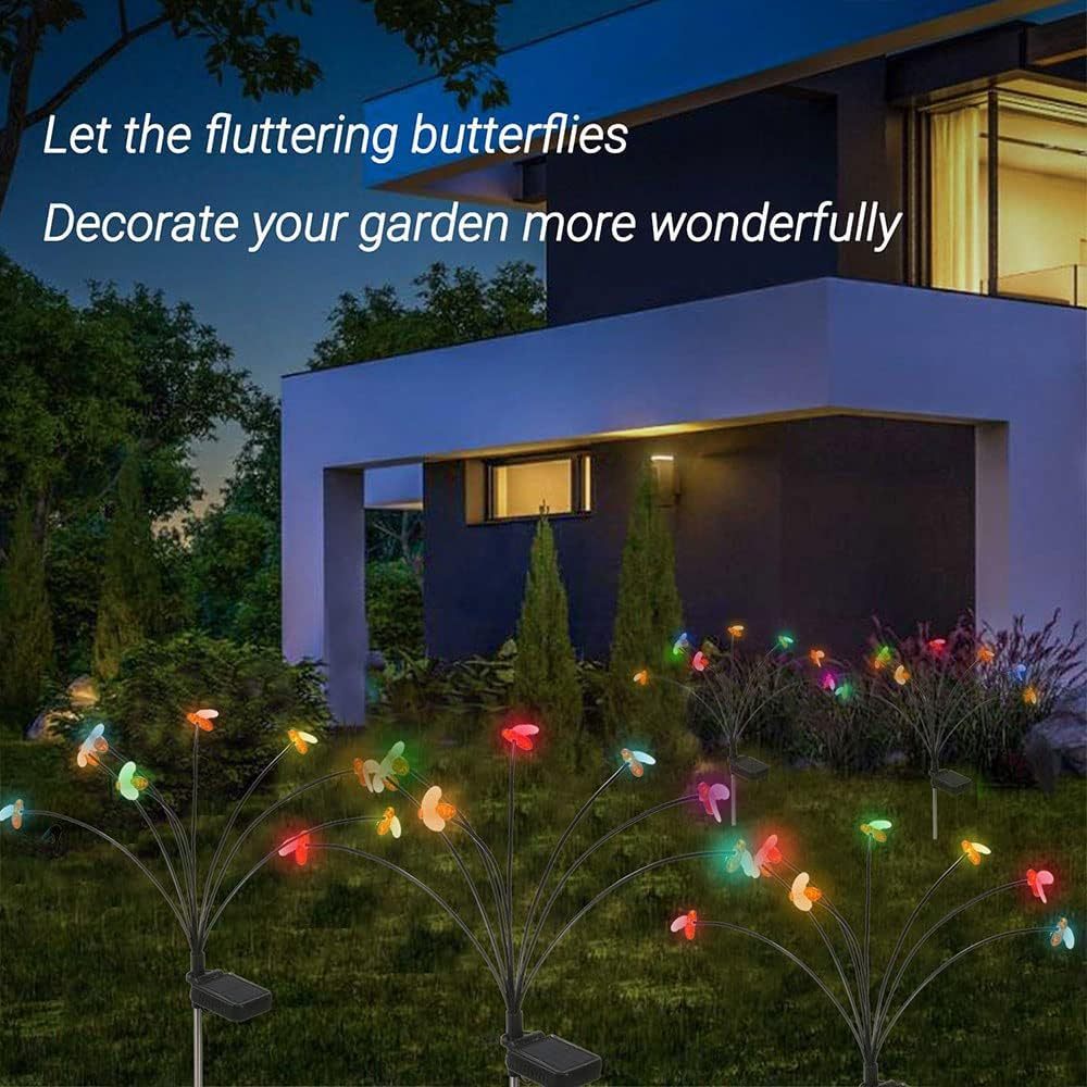 1pc solar garden light solar bee swaying lights away by wind solar outdoor lights colorful light rgb color changing 6 led bee for yard patio pathway garden decorations waterproof solar decorative lights details 4