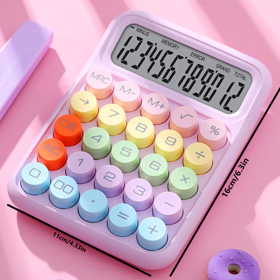 Candy Color Calculator 12 Digits Large Display Mechanical - Temu