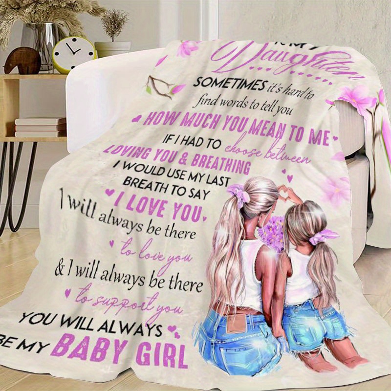 1pc envelope printed flannel blanket to my daughter blanket for   warm   throw blanket nap blanket for couch bed sofa office camping   decor thanksgiving holiday gift blanket for daughter details 2