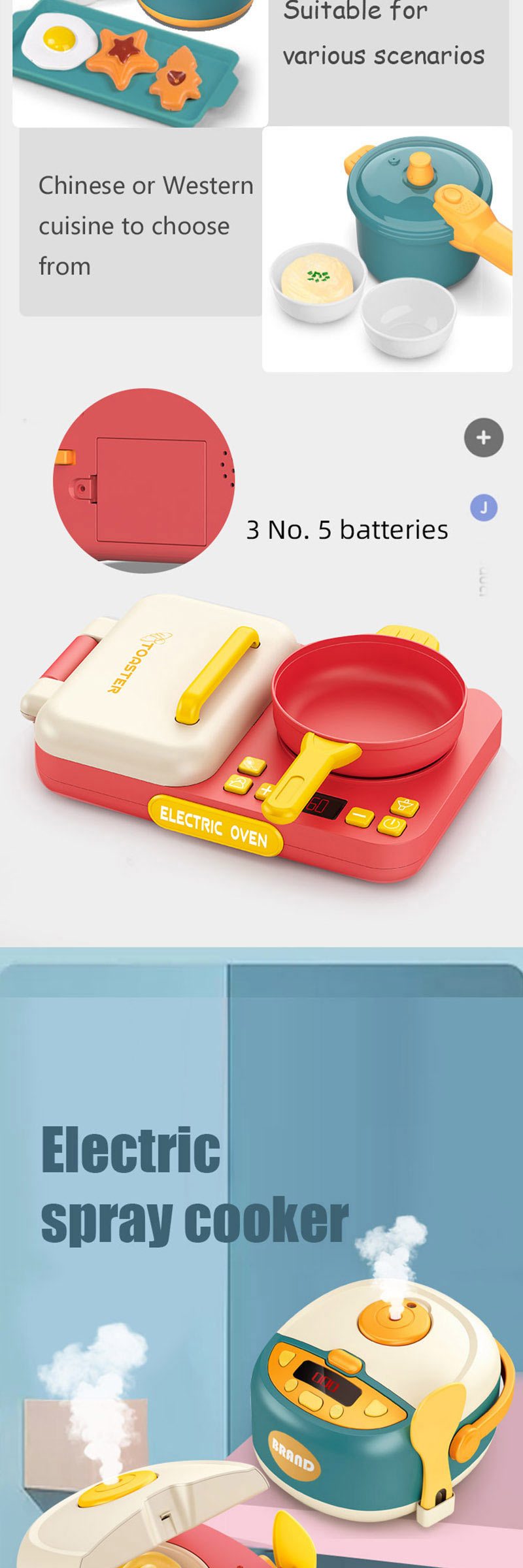 Juego De Juguetes De Cocina Para Niños Con Estufa - Temu