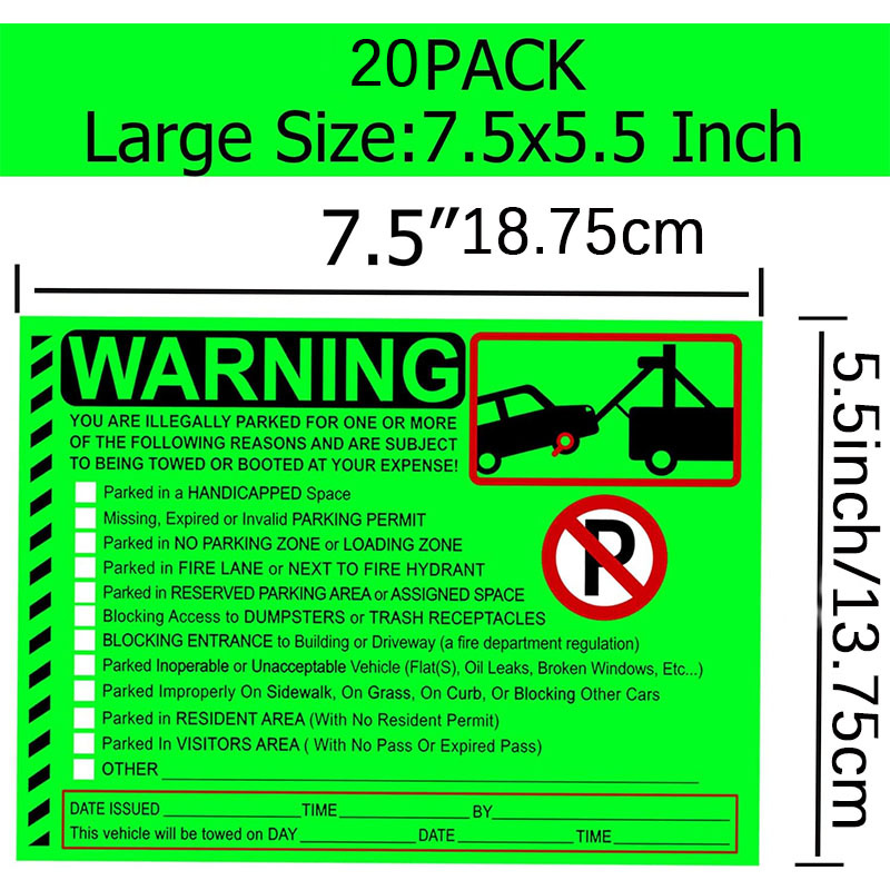 20pcs Parking Violation Stickers, Notice Parking Violation Stickers, Tow  Warning You Are Illegally Parked Multi Reasons, Private Parking Warning