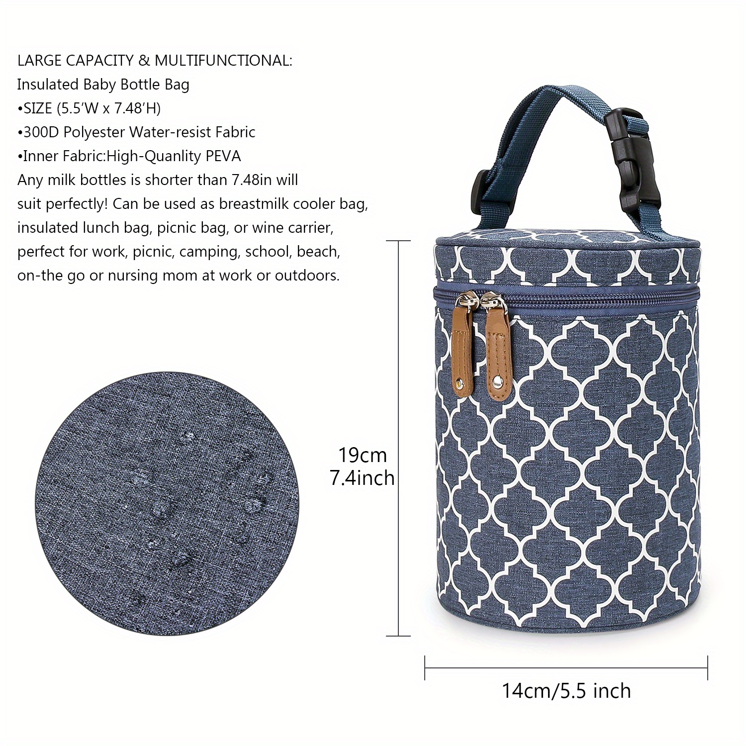 New Round Bucket Style Bottle Bag With Handle, Can Hang On Baby Stroller &  Keep Milk Warm/ Fresh, Portable Food Bag