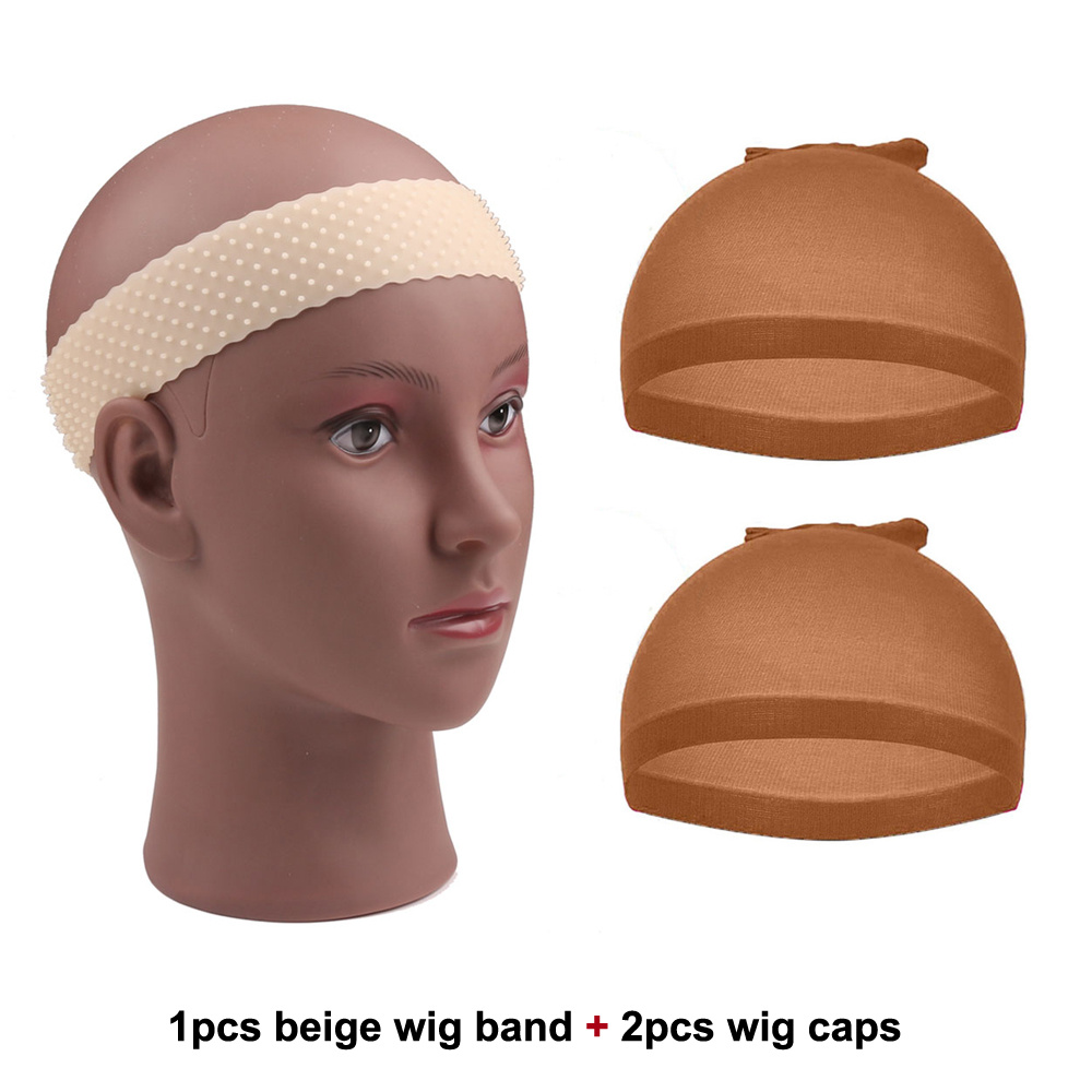 Silicone Wig Grip Band And 2pcs Wig Stocking Caps Seamless Adjust Wig  Headband For Women Sweat-proof Wig Fix Accessories Wig Bands For Keeping  Wigs In
