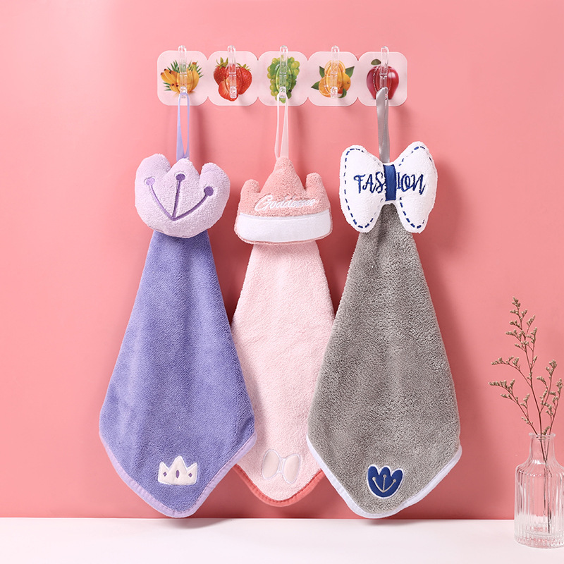 Cute Pig Pattern Hanging Towel For Wiping Hands, Coral Fleece Quick-drying  Towel, Absorbent Soft Towel With Hanging Loop For Bathroom Kitchen Home -  Temu