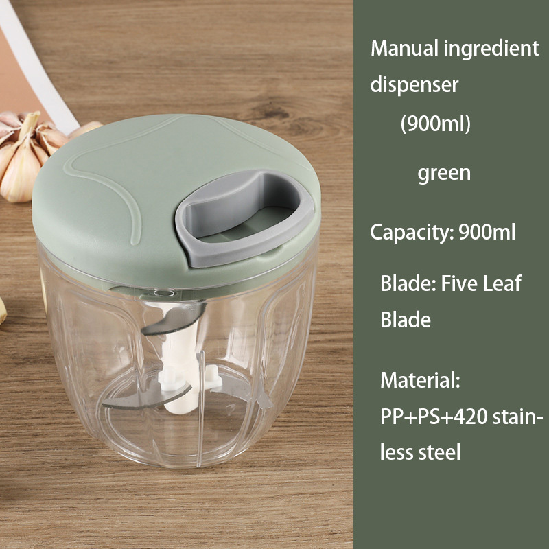 Food Chopper 900ml, Steel Large Manual Hand-Press Vegetable Chopper Mixer  Cutter