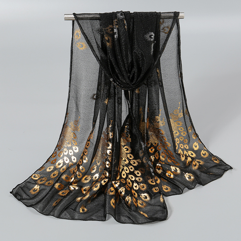 1pc Women's Fashion Golden- Peacock Scarf