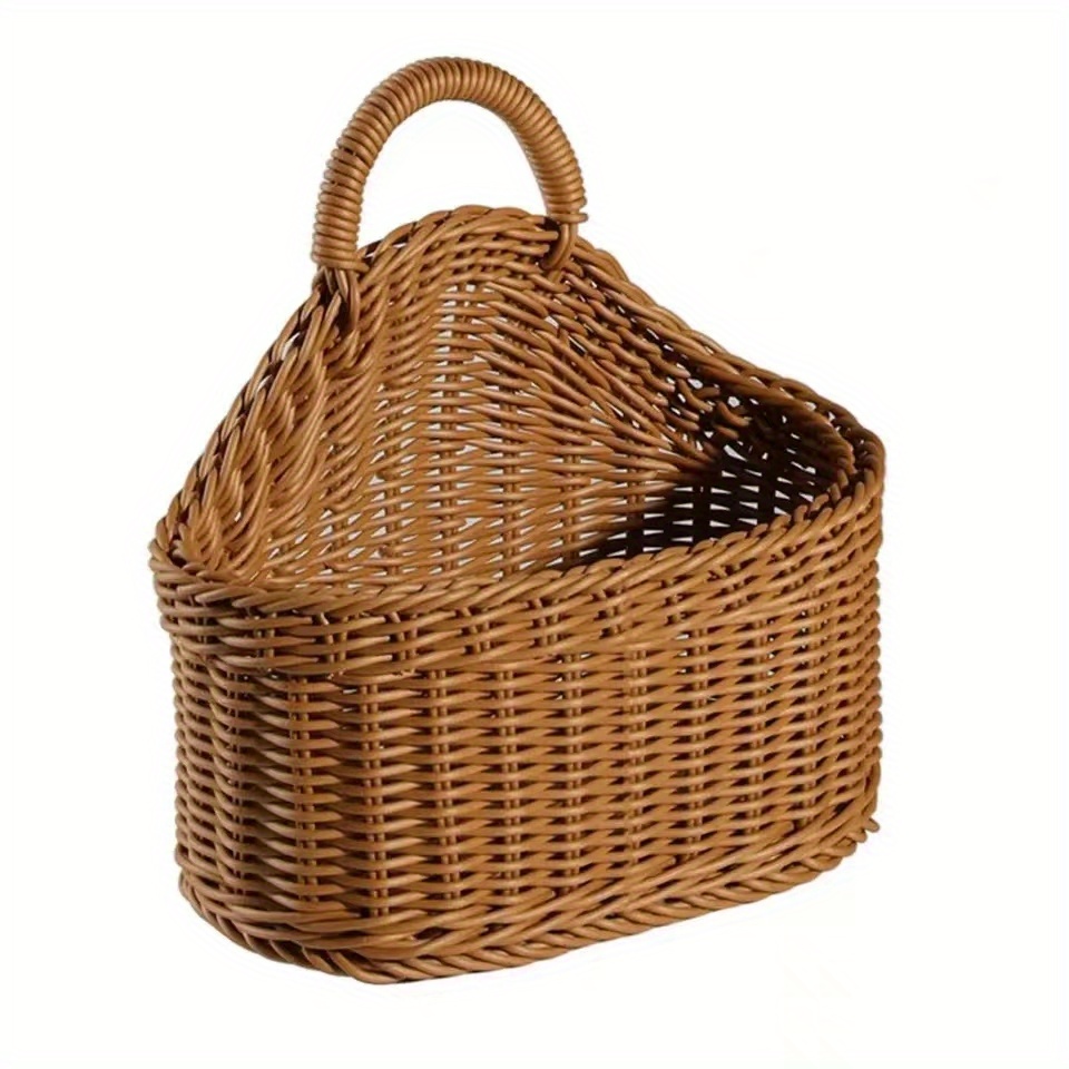 Plastic Rattan Woven Storage Basket Kitchen Wall Hanging - Temu