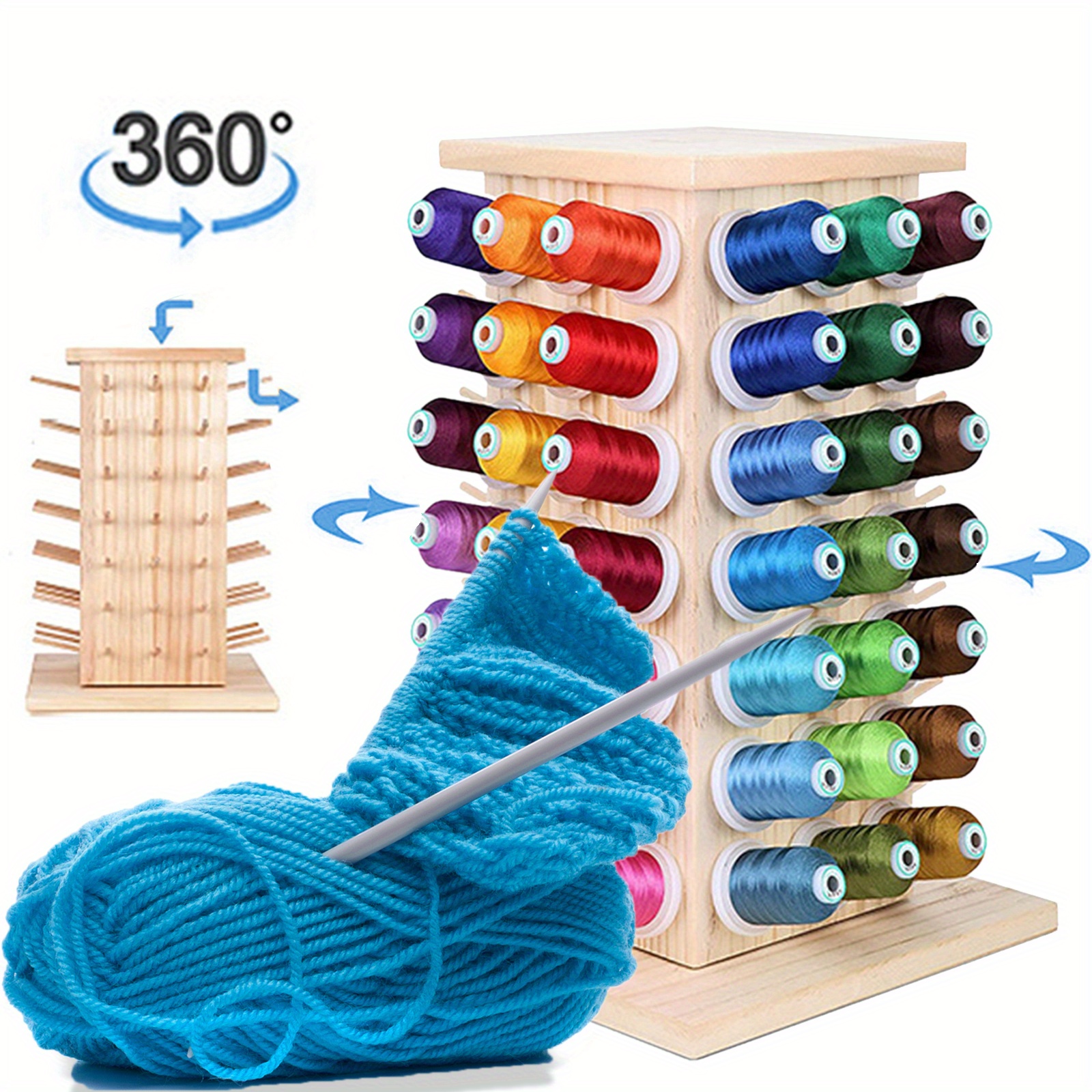 Mandala Crafts Thread Holder for Spools of Thread, Hair Rack for Braiding Hair, Wooden Organizer Stand for Sewing (Medium)