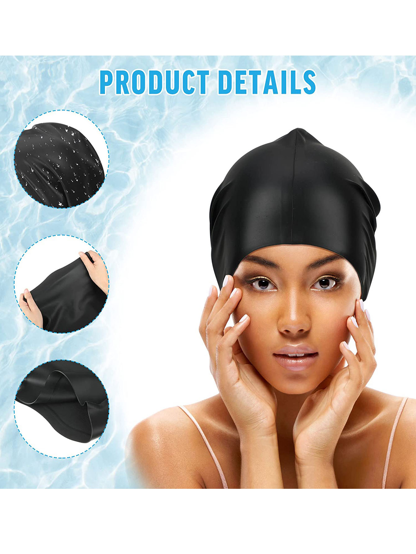 Silicone Swimming Long Hair Extra Large Waterproof - Temu