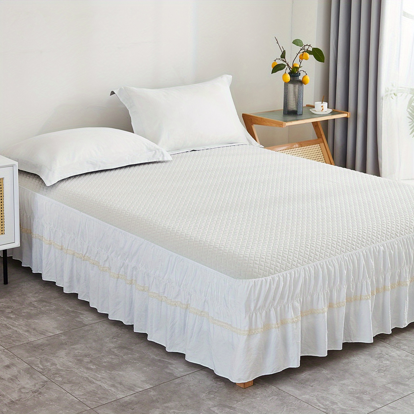 White lace outlet bed skirt queen