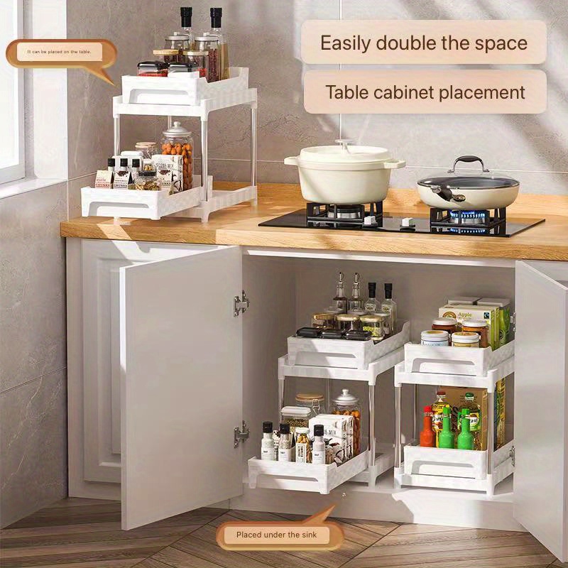 2 tier Sliding Basket Drawer Organizer Pull Out Under Sink - Temu