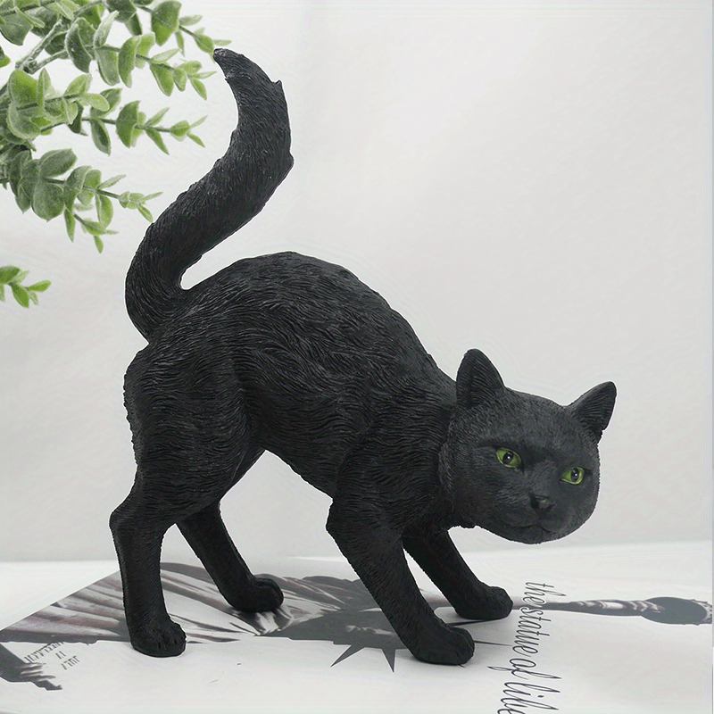 Garden Witch Cat Sculpture Gothic Kitten Decoration Halloween