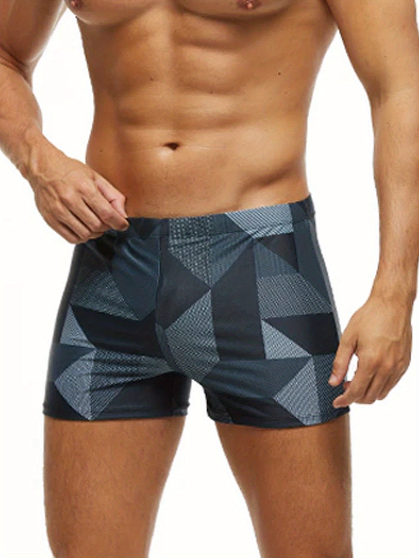 Men's Swim Boxers Fancy Pattern Print Swimsuit Shorts Pants Temu