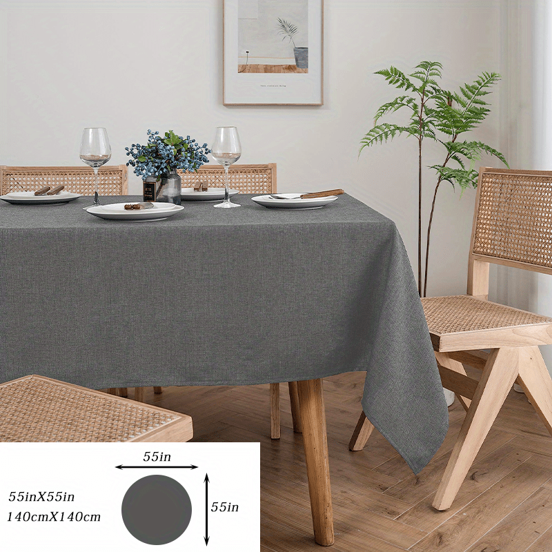 Image of 1pc Elegant Gray Polyester Tablecloth - Thick Solid Color, Rectangular Design For Modern Dining Decor, Machine- Fabric, Kitchen Table Cloth