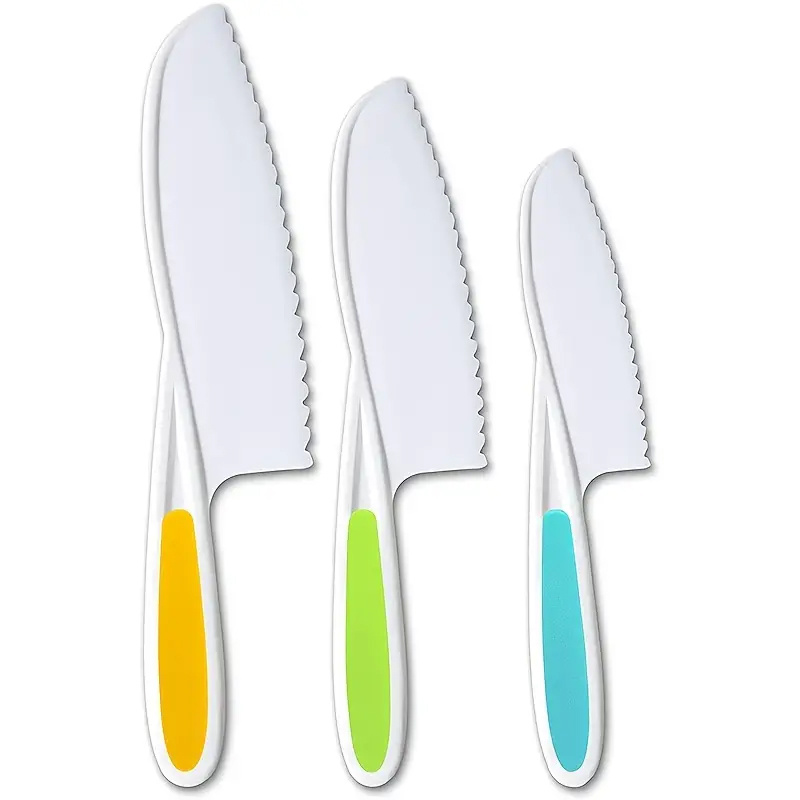 3pcssafe Cooking Knives Plastic Kitchen Knife With Crinkle - Temu