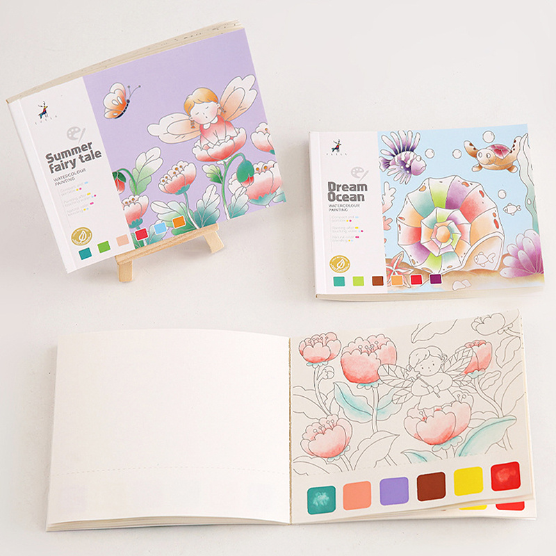 20 Pages Watercolor Coloring Book Diy Bookmark Painting Book - Temu