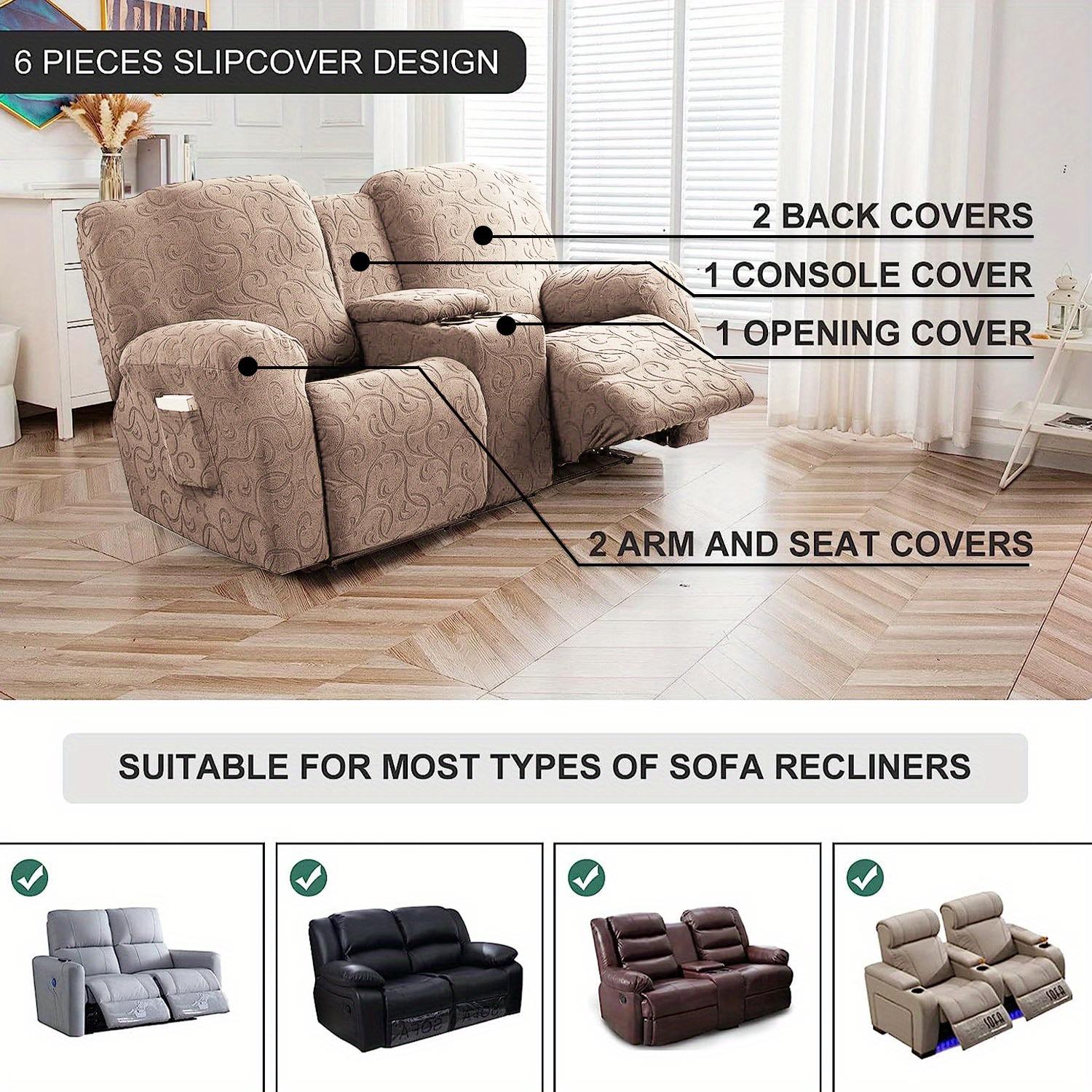 Recliner Chair Console Sofa Covers Pocket Temu
