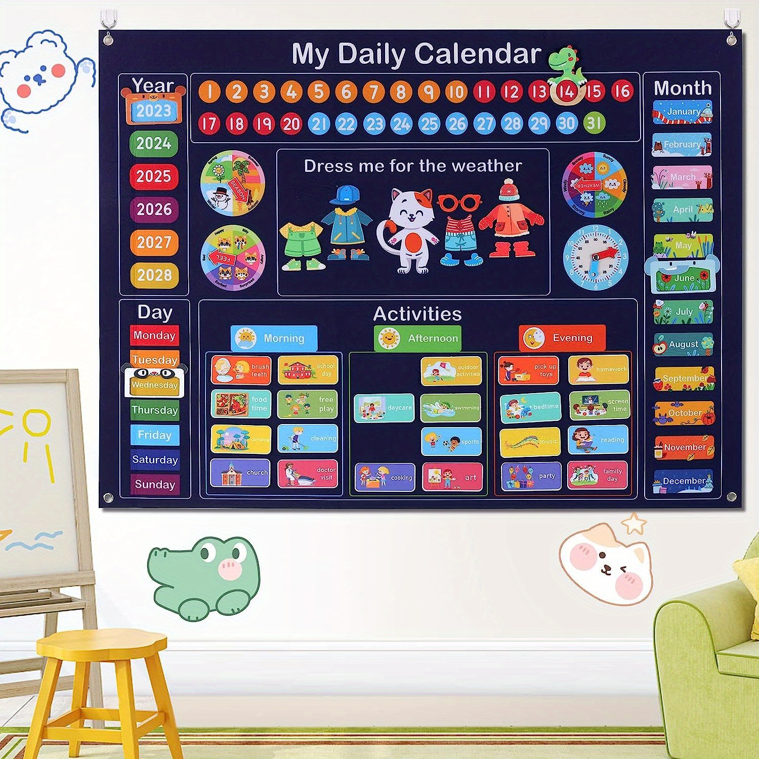 Il Mio Primo Calendario Giornaliero Per Bambini, Centro Di Apprendimento  Essenziale Per Il Tempo Circolare Nelle Classi Prescolari, Attività Di