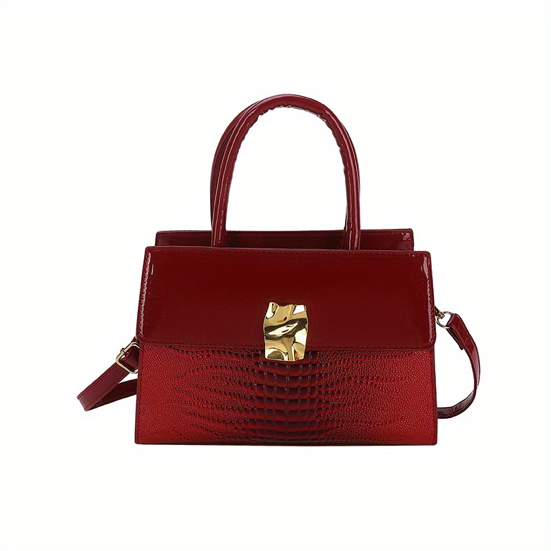 Simple Crocodile Embossed Handbag, Solid Color Satchel Bag, All-match Flap  Shoulder Bag - Temu United Arab Emirates