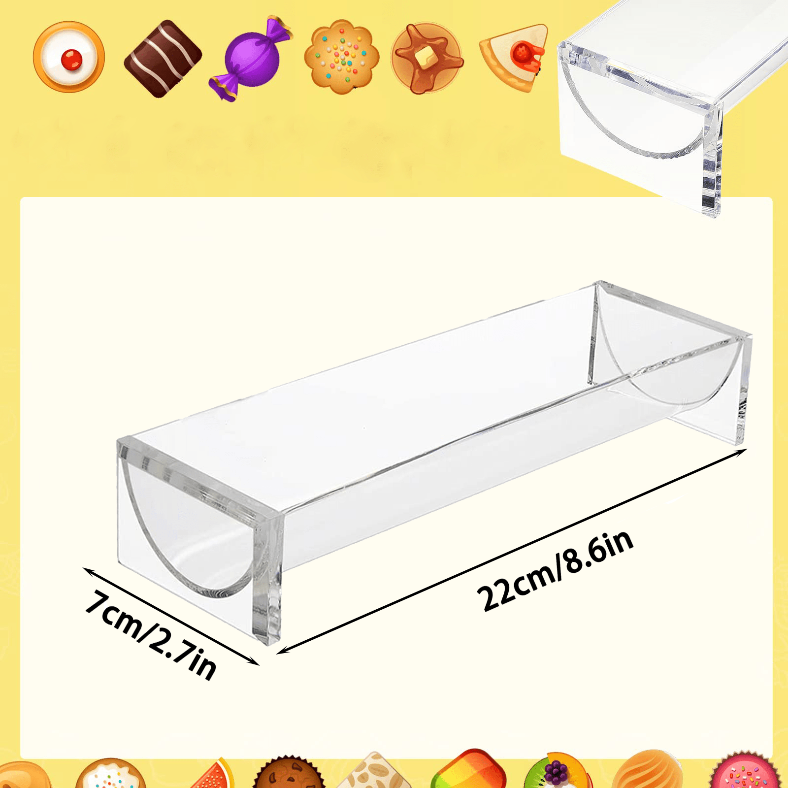 2 Pcs Transparent Biscuit Tray Party Snack Bandejas Para Comida Clear  Serving Food Display Stands Acrylic