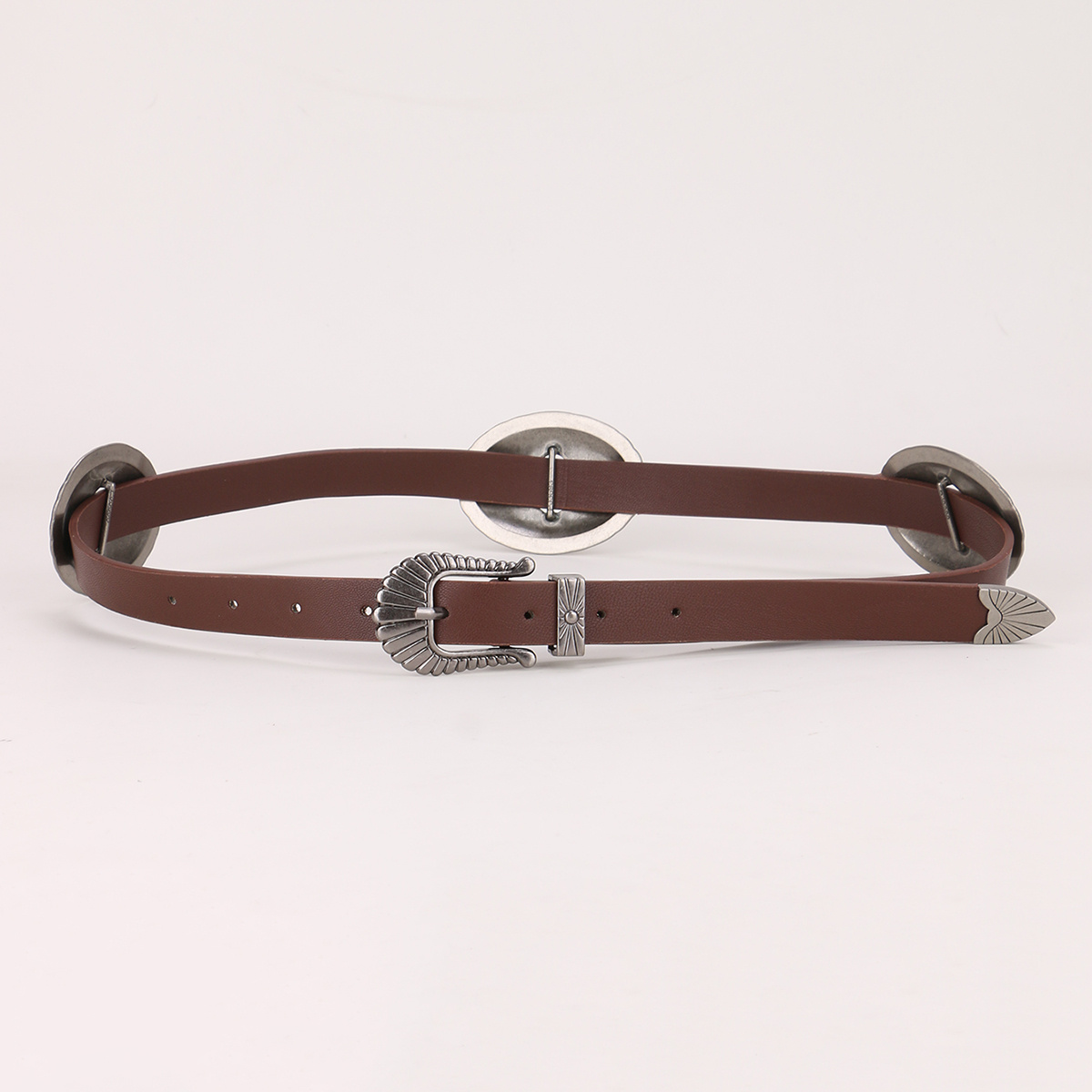 Vintage Leather Wide Belt Solid Color Classic Buckle Elastic