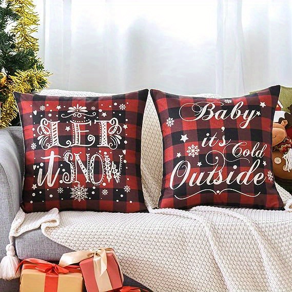 Christmas Throw Pillow Covers - Black Red Plaid Farmhouse Linen Pillow  Cushion Covers For Sofa Sofa Bed Home Outdoor Car - (pillow Insert Not  Included) - Temu