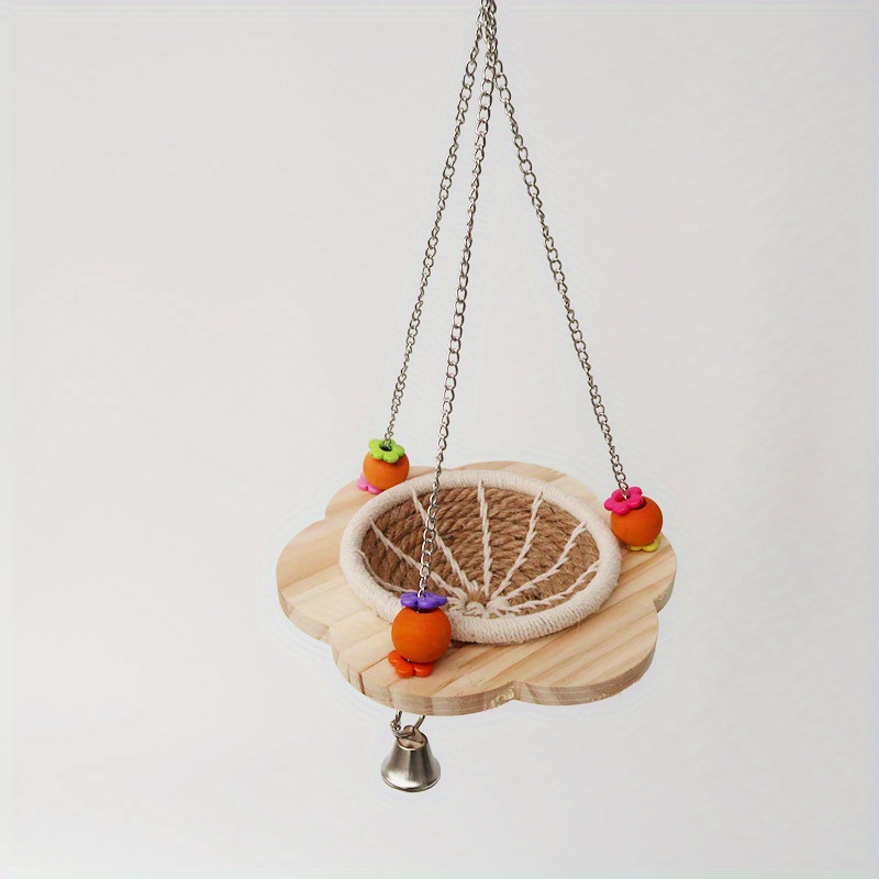 Cozy Bird Swing - Plywood Nest For Parrots, Squirrels & Small Pets With Random Bead Accents
