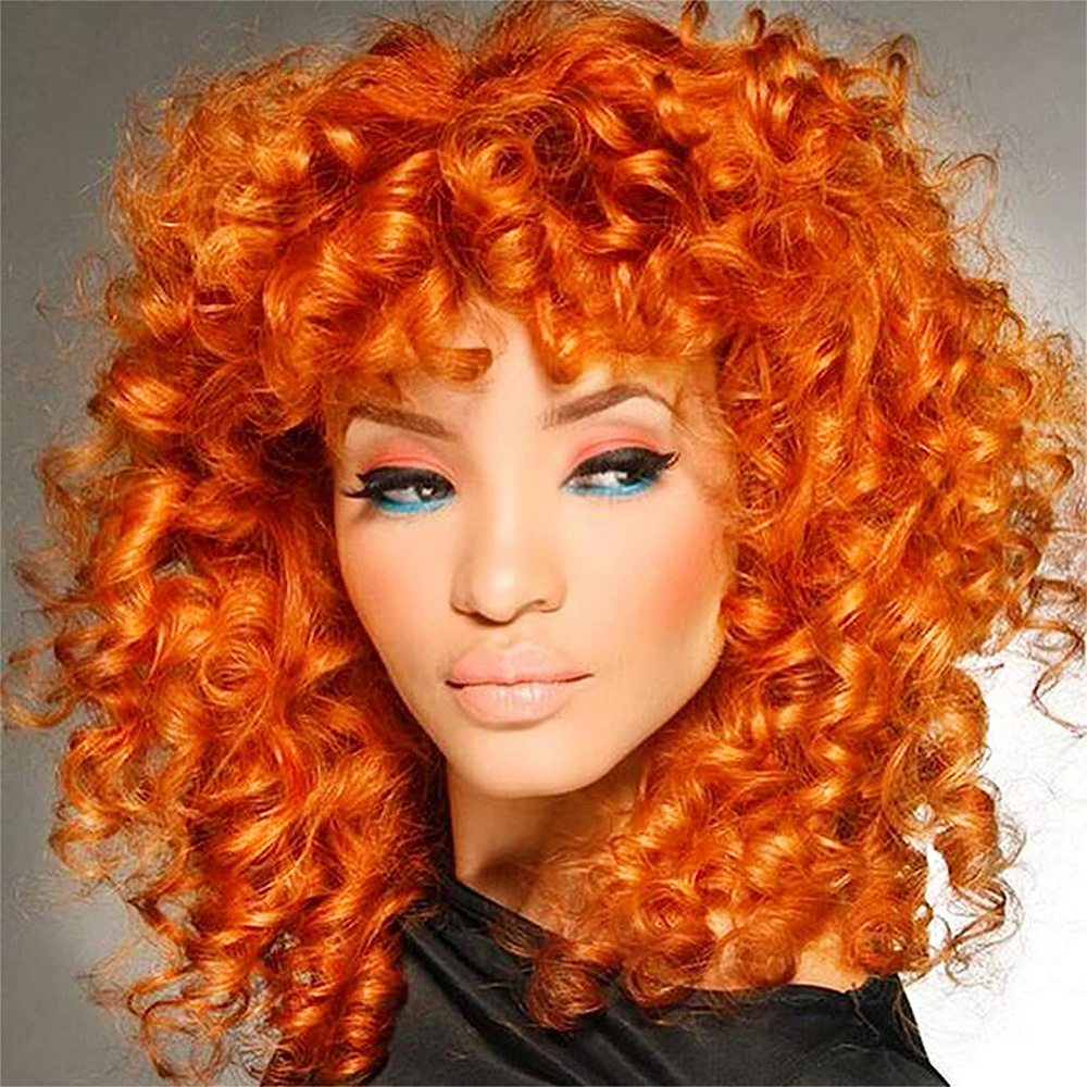 Short Afro Wigs Bangs Women Big Curly Wigs Ombre Temu