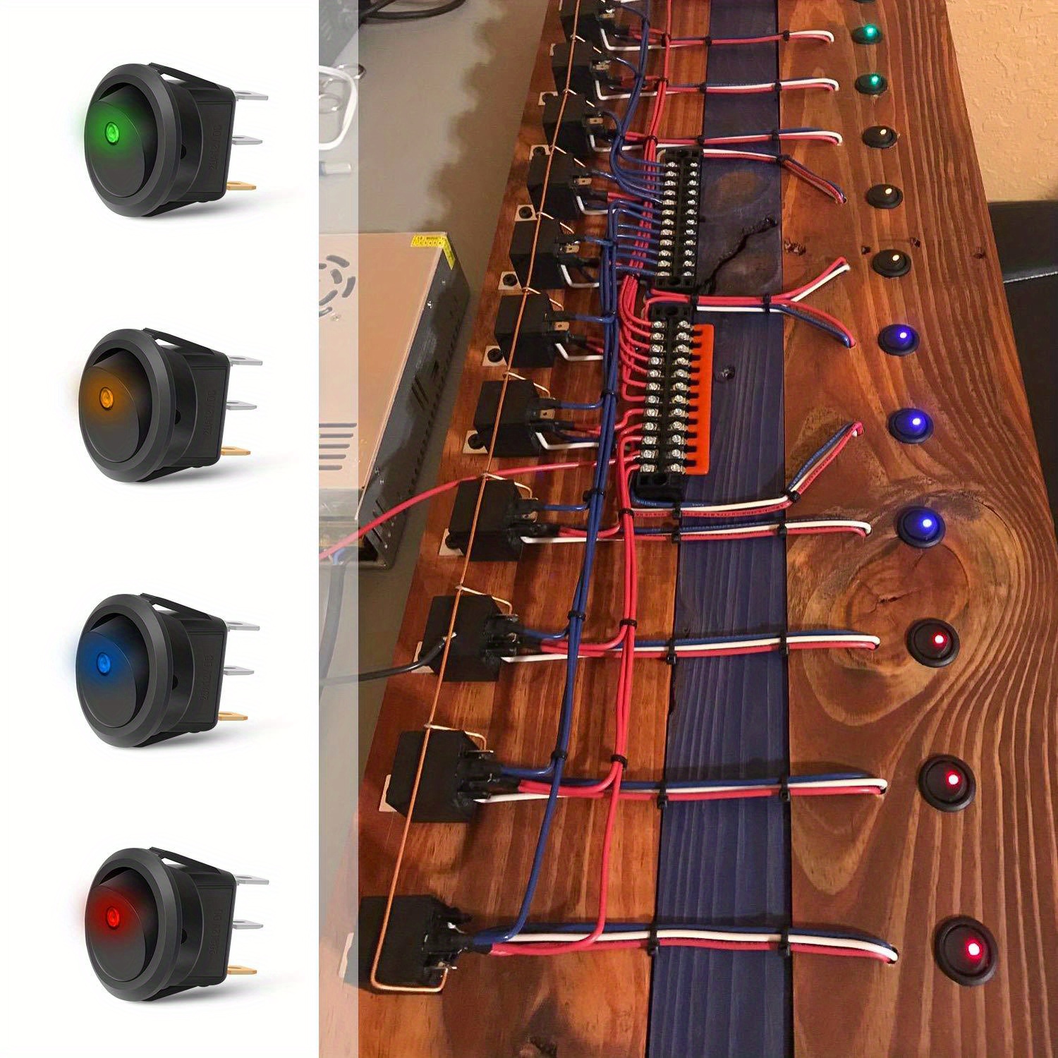 interruptor de palanca de 12V, interruptor de 5 entradas impermeable LED  rojo duradero de encendido y apagado DYNWAVEMX Panel de interruptores de  palanca