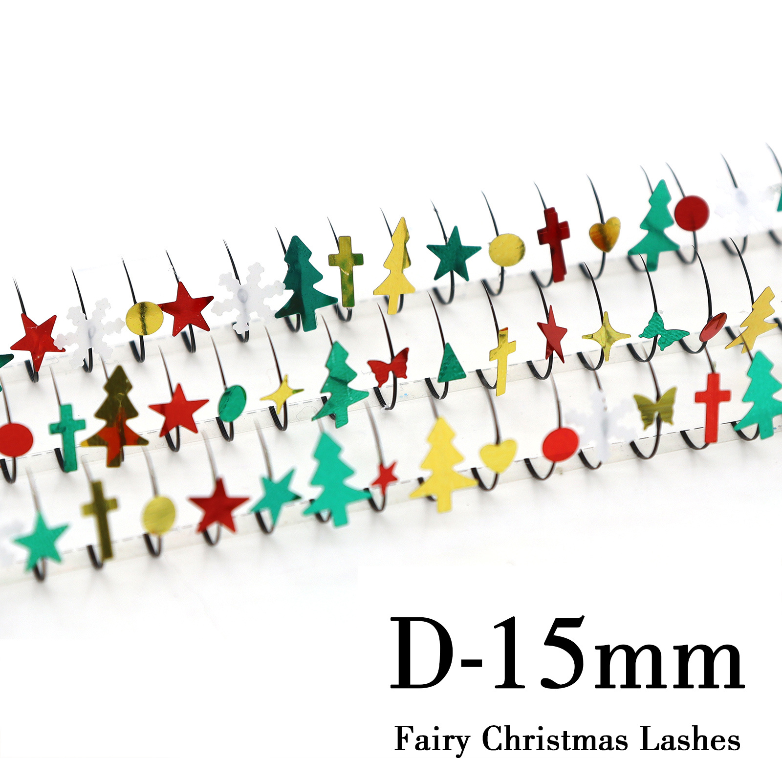 Christmas Sequin Lashes Glitter False Eyelash 60pcs 10-15mm Individual Lashes